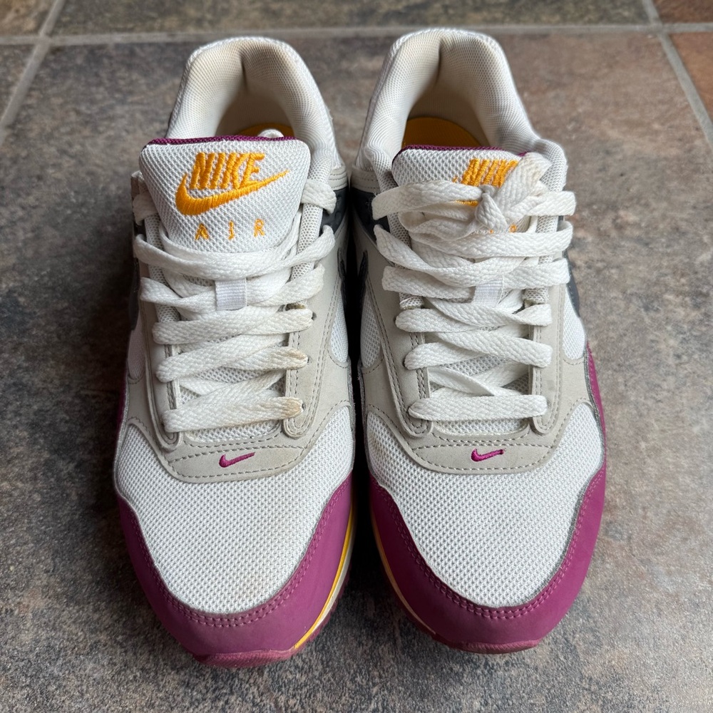 Nike Air Sneakers White and Magenta with Yellow Accents